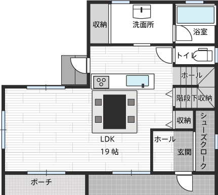 プラン　ファミリア3LDK間取り図 1階