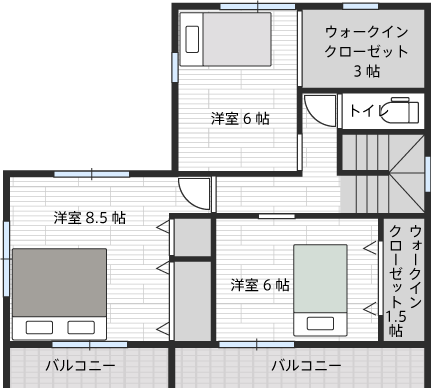プラン　ファミリア3LDK間取り図 2階